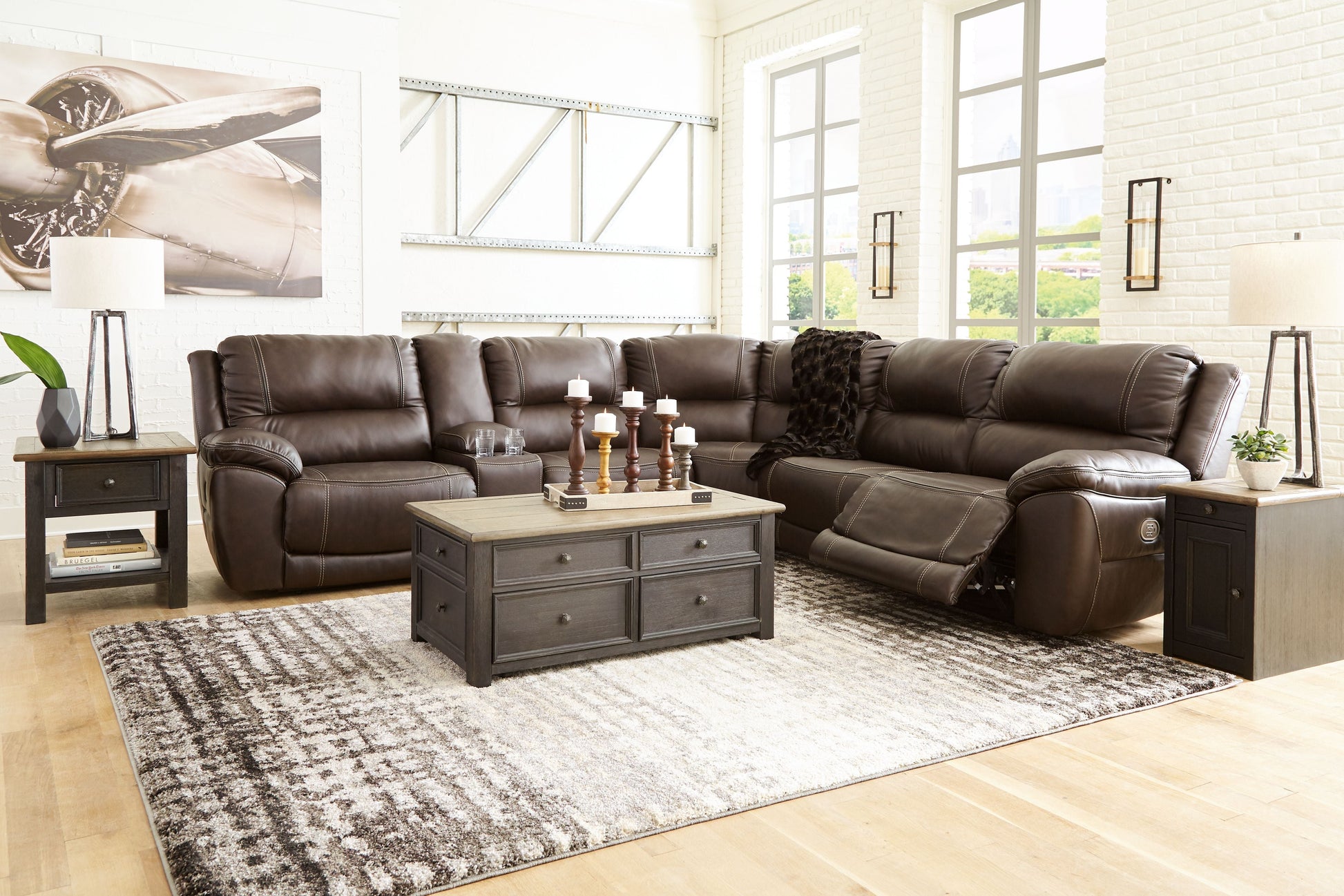 Signature Design by Ashley® Dunleith - Power Reclining Sectional | Meri Furniture