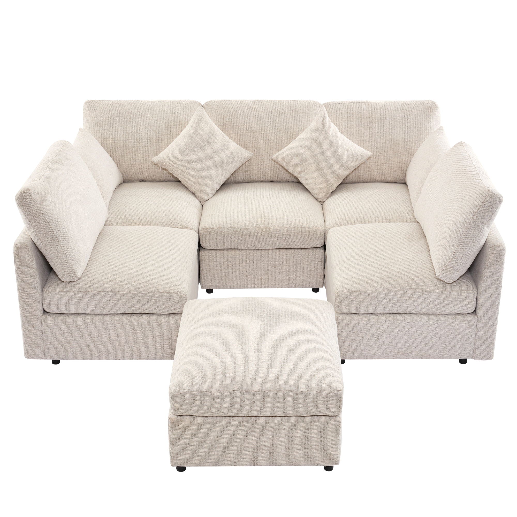Sectional Sofa Modular U-Shaped With Ottoman & USB Ports