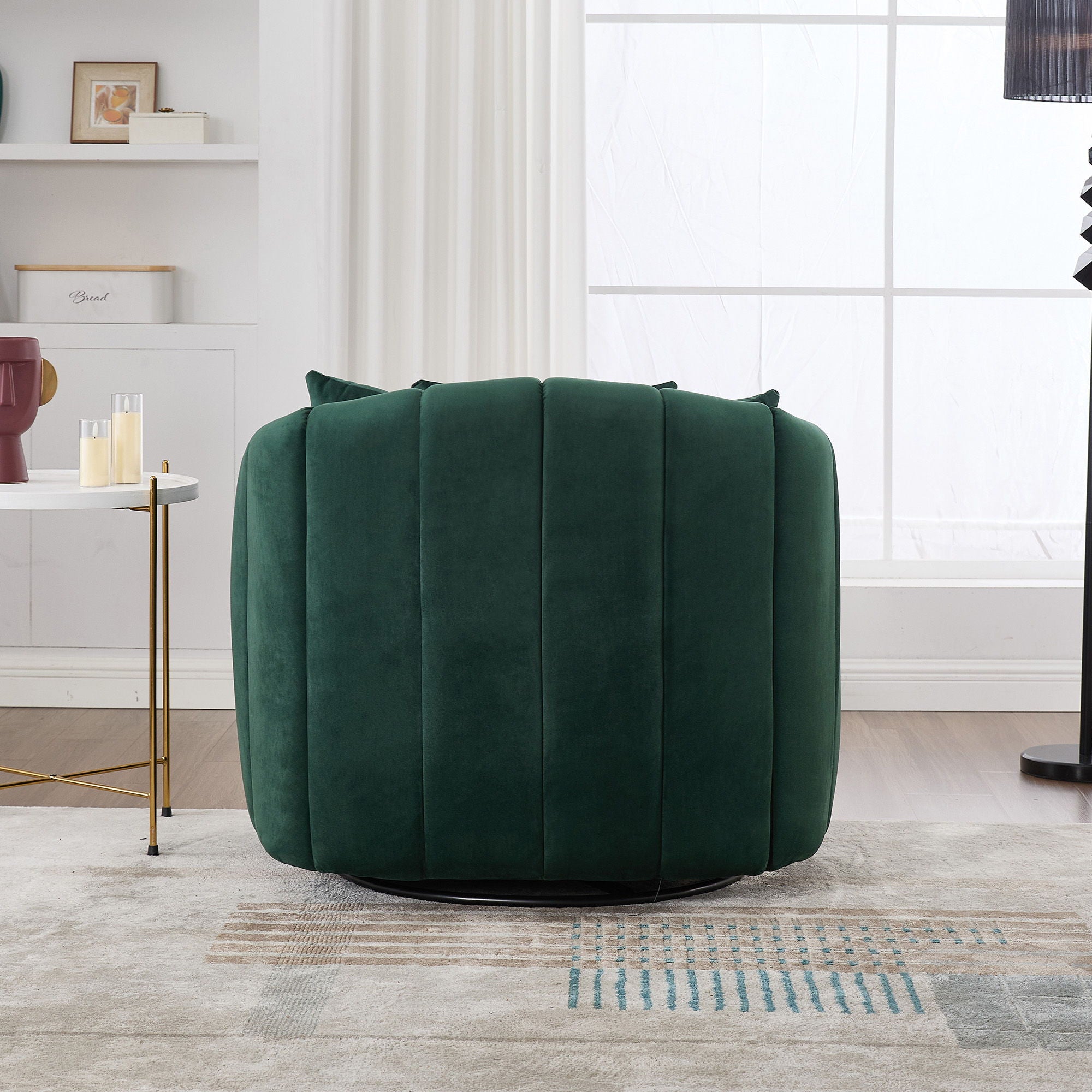 Upholstered Oversized 360° Swivel Accent Barrel Chair And Half Cozy Sofa With 3 Pillows