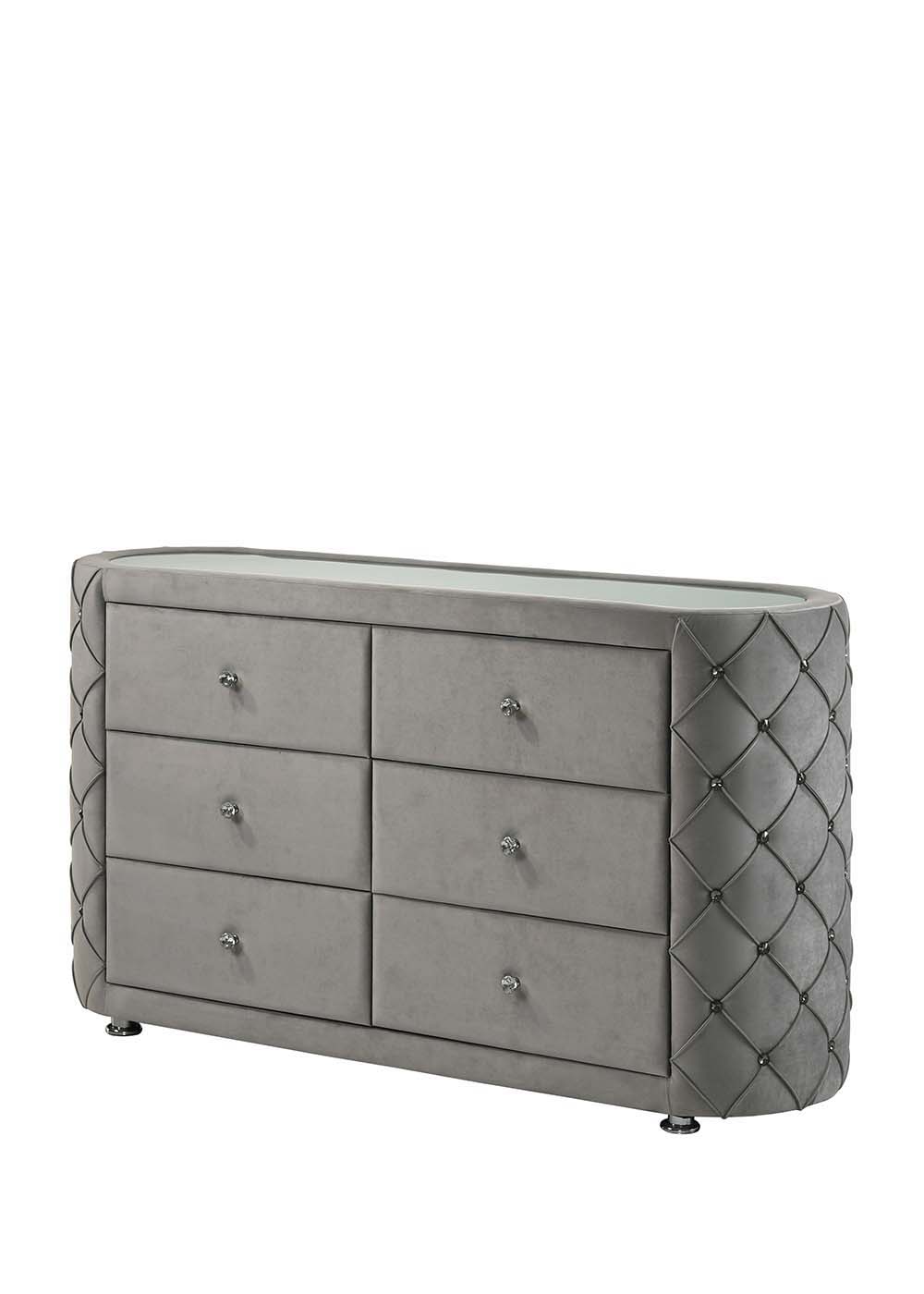ACME Perine - Dresser - Gray Velvet | Meri Furniture
