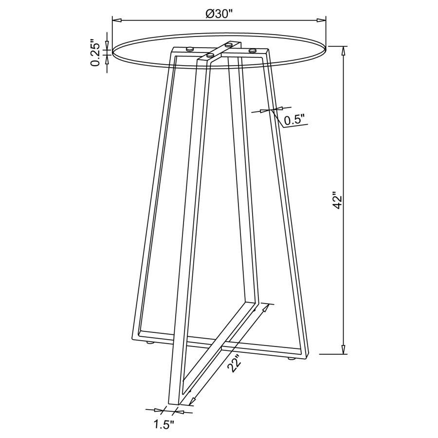 Coaster Fine Furniture Zanella - Round Glass Top Bistro Bar Table - Chrome | Meri Furniture