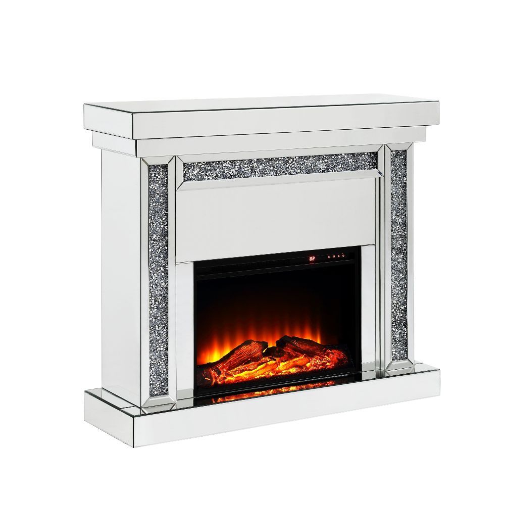 ACME Noralie - Fireplace - Mirrored & Faux Diamonds - 42" | Meri Furniture