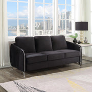 Hathaway 77"W Black Velvet Modern Chic Sofa Couch