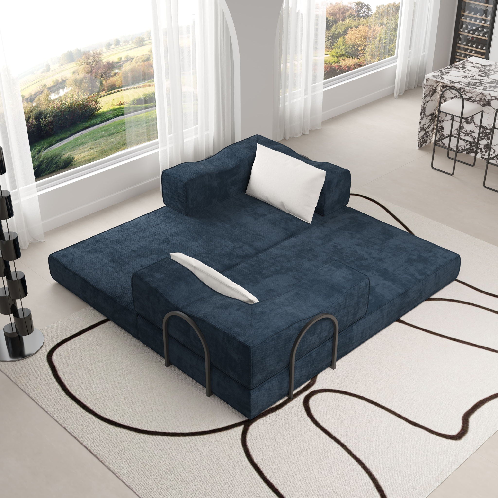 3 Seat Folding Floor Couch & King Size Bed Mattress