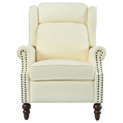 Push Back Recliner Chair Upholstered Recliner Armchair With Classic Wing Back And Solid Gourd-Shaped Legs