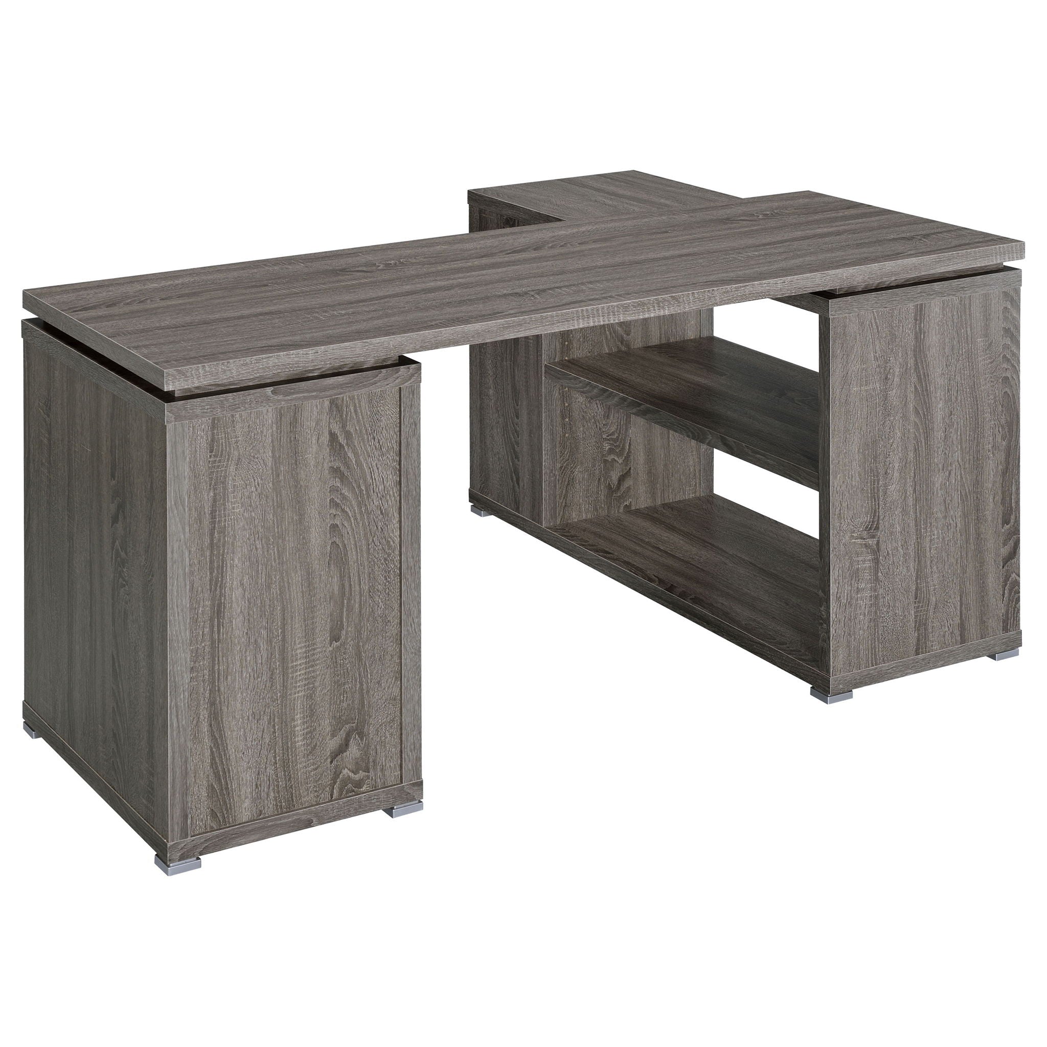 Tona - L-Shape Computer Desk With 3 Drawers And 5 Shelves