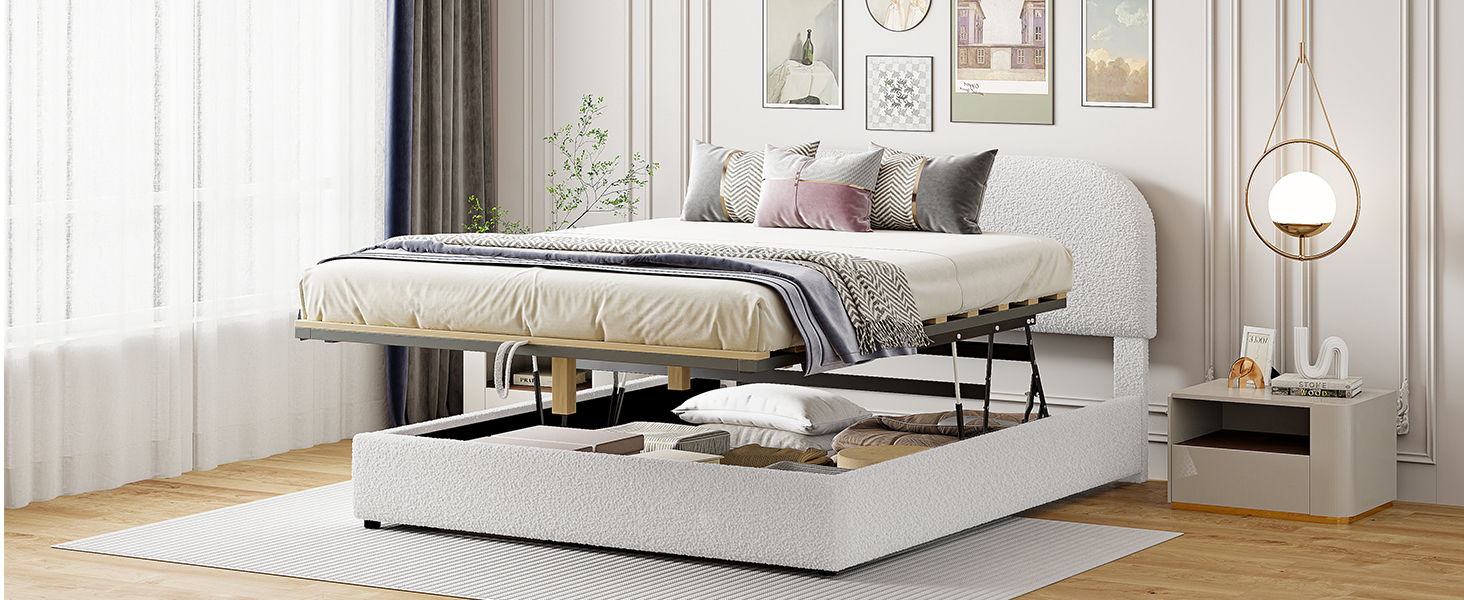 Upholstered Platform Bed With Hydraulic Storage System