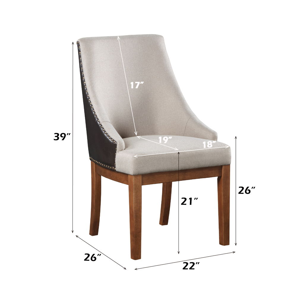 Gilsea - Fabric & Synthetic Leather Side Chair Set of 2) - Beige & Brown Finish