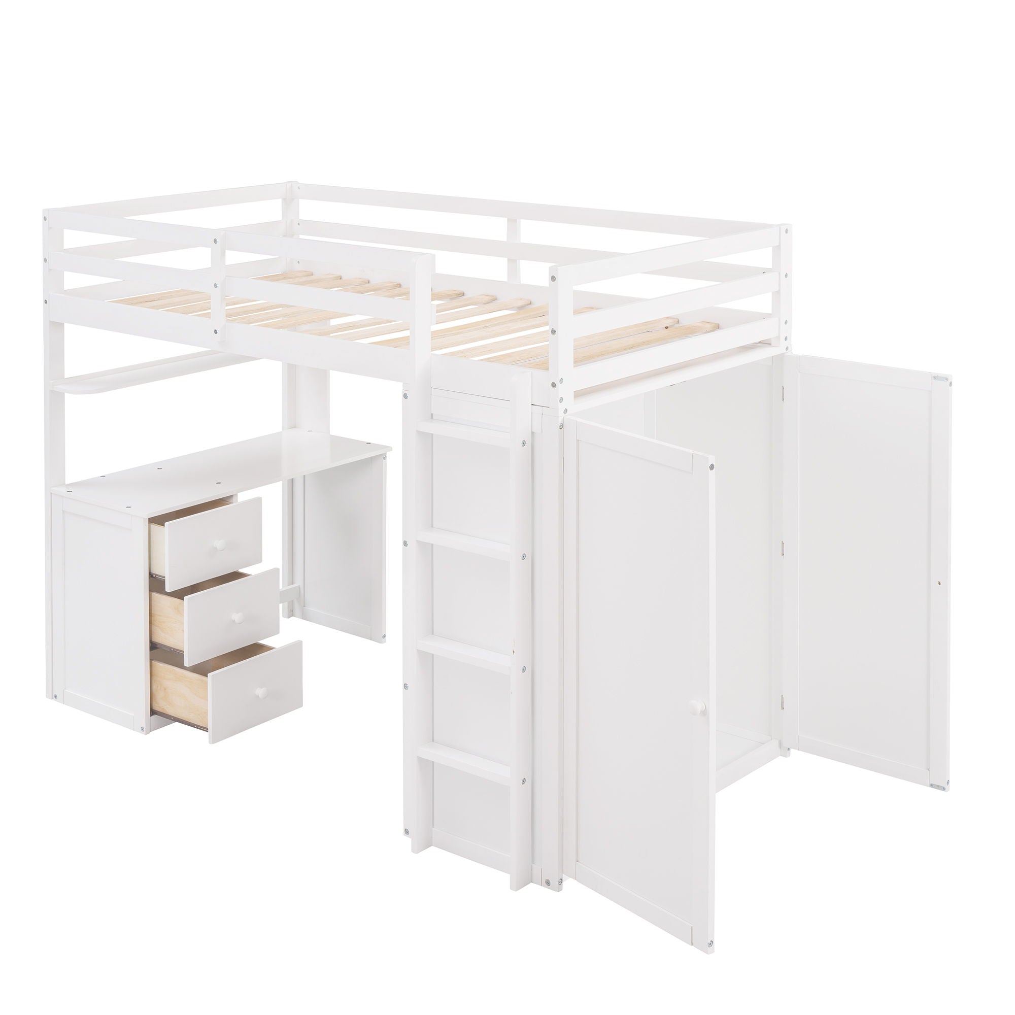Loft Bed With Drawers, Desk, And Wardrobe