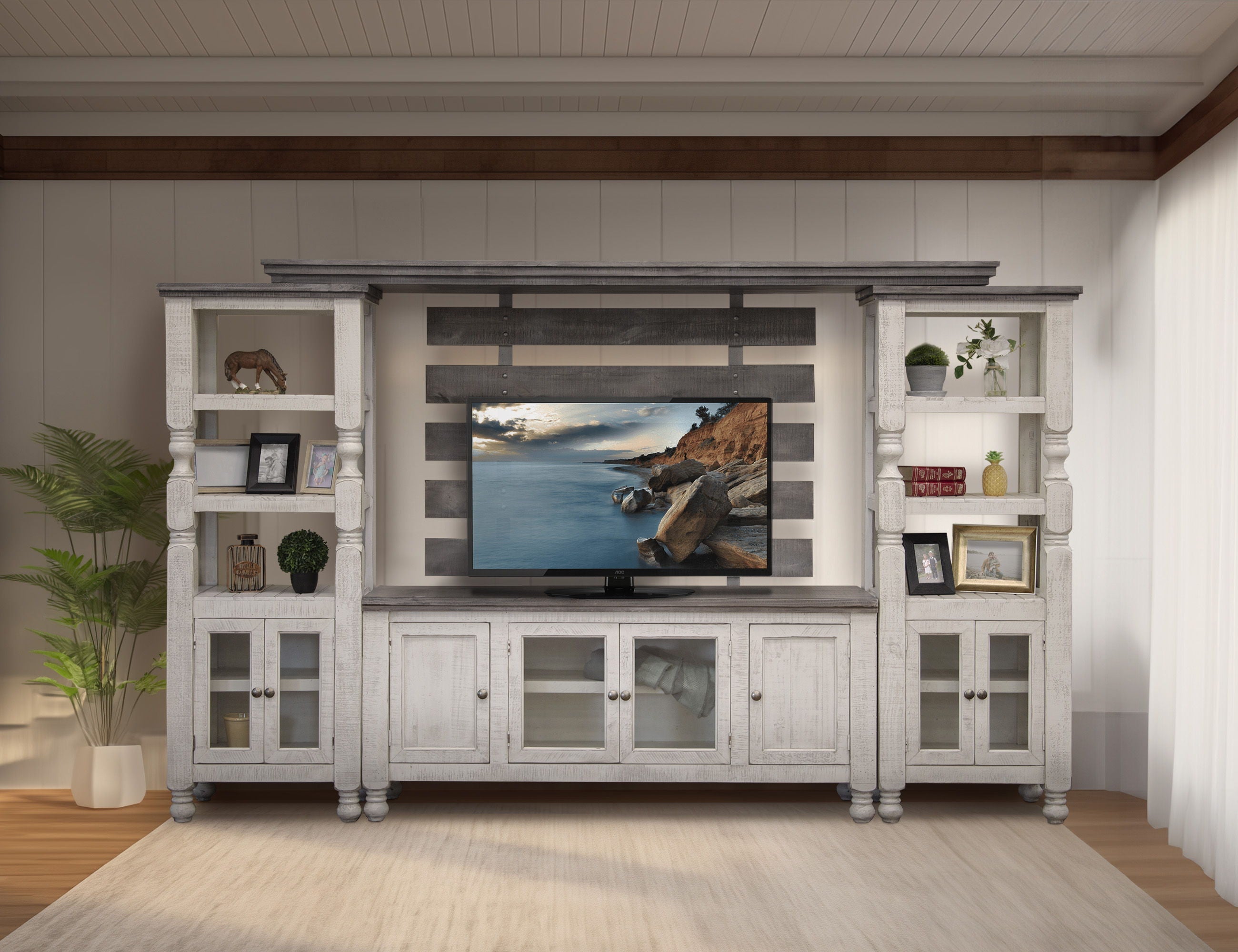 International Furniture Direct Stone - Pier - Antiqued Ivory / Weathered Gray | Meri Furniture