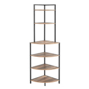 6 Tier Corner Open Shelf Modern Bookcase Wood Rack Freestanding Shelving Unit, Plant Album Trinket Sturdy Stand Small Bookshelf Space-Saving For Living Room Home Office Kitchen Small Space - Rustic Brown