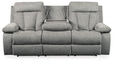 Mitchiner - Fog - Rec Sofa W/Drop Down Table