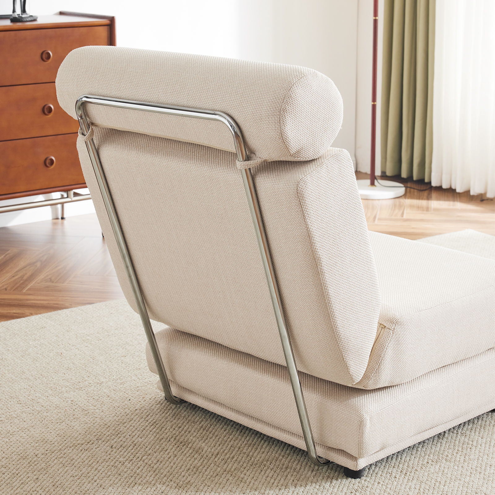 Foldable Single Chair Sofa Bed With Pillow, Easy To Store, Breathable And Wearable Linen
