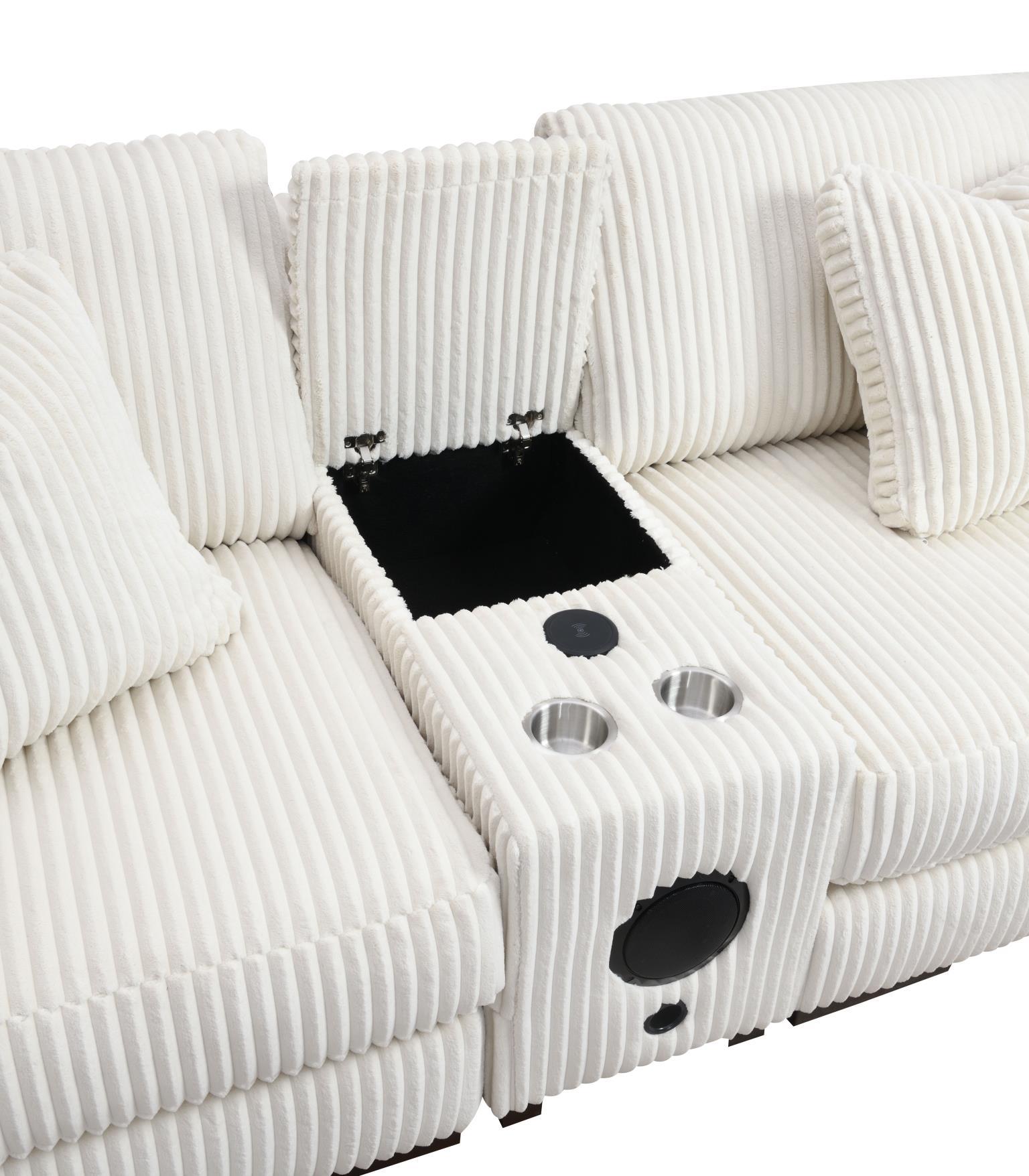 U244 - 6 Piece Living Room Set (2 Armless Chairs, 1 Console, 1 Right Chaise, 1 LAF, 1 Wedge) - White