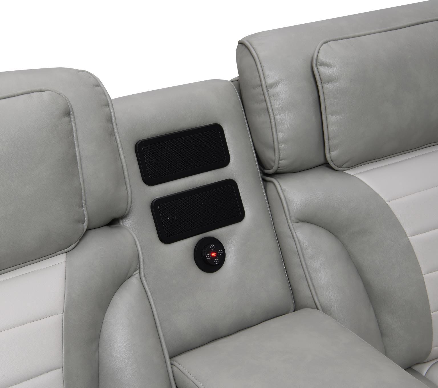 U58 - Power 3 Piece Sectional With Bluetooth Speaker And Wireless Charger - Gray