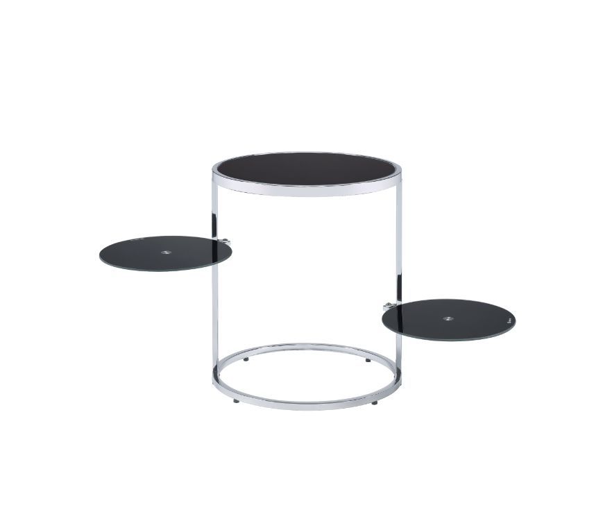 ACME Lynch - Accent Table - Black & Chrome Finish | Meri Furniture