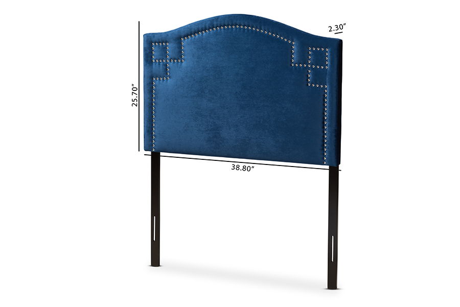 Aubrey Modern and Contemporary Royal Blue Velvet Fabric Upholstered Twin Size Headboard