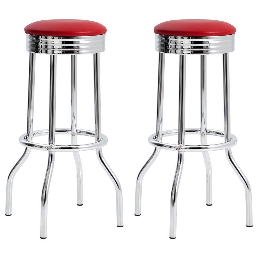 Coaster Fine Furniture Retro - Upholstered Metal Swivel Bar Stool (Set of 2) | Meri Furniture