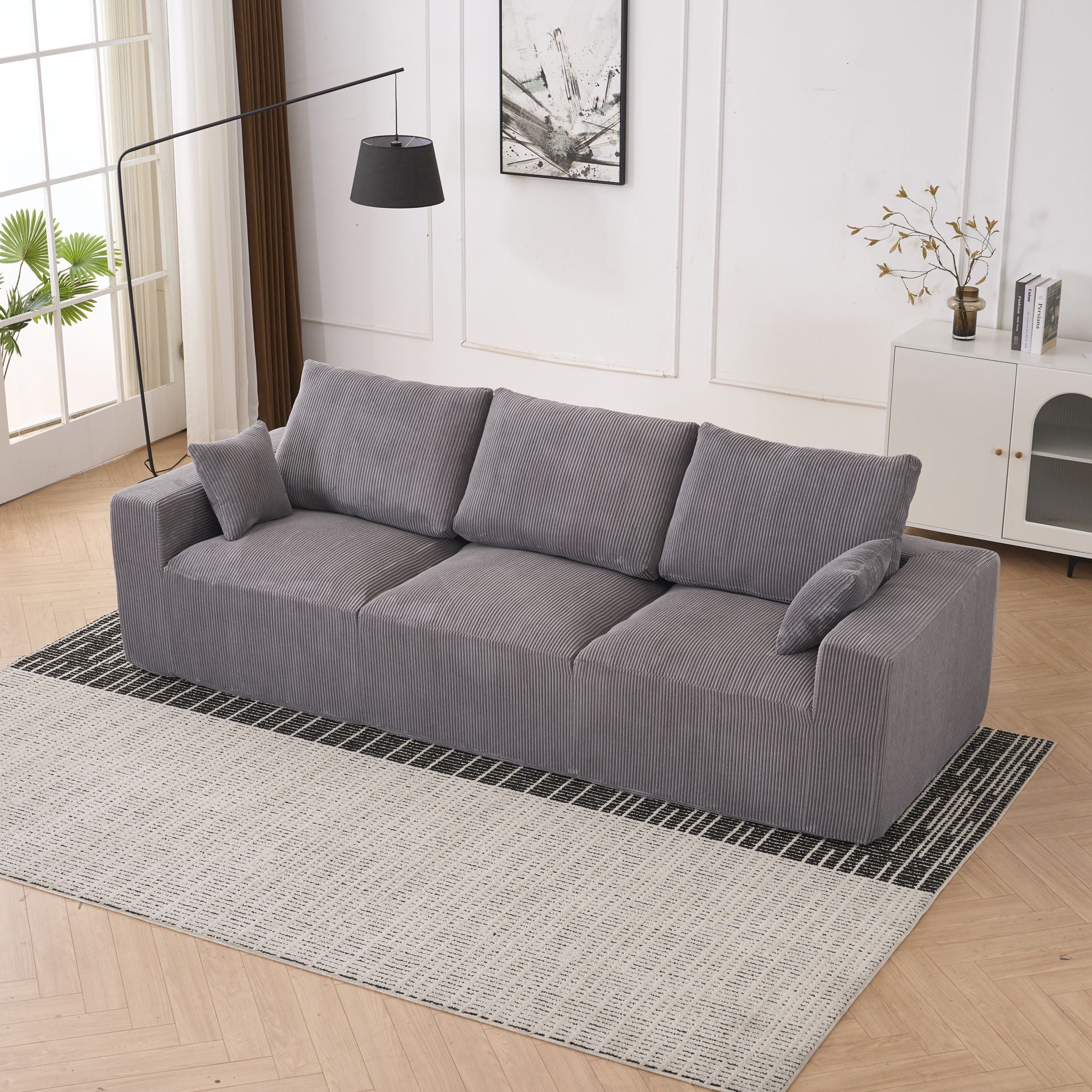 Modular Sectional Sofa With Extra Wide Cushion, USB / Type C Charger, Petal Armrest