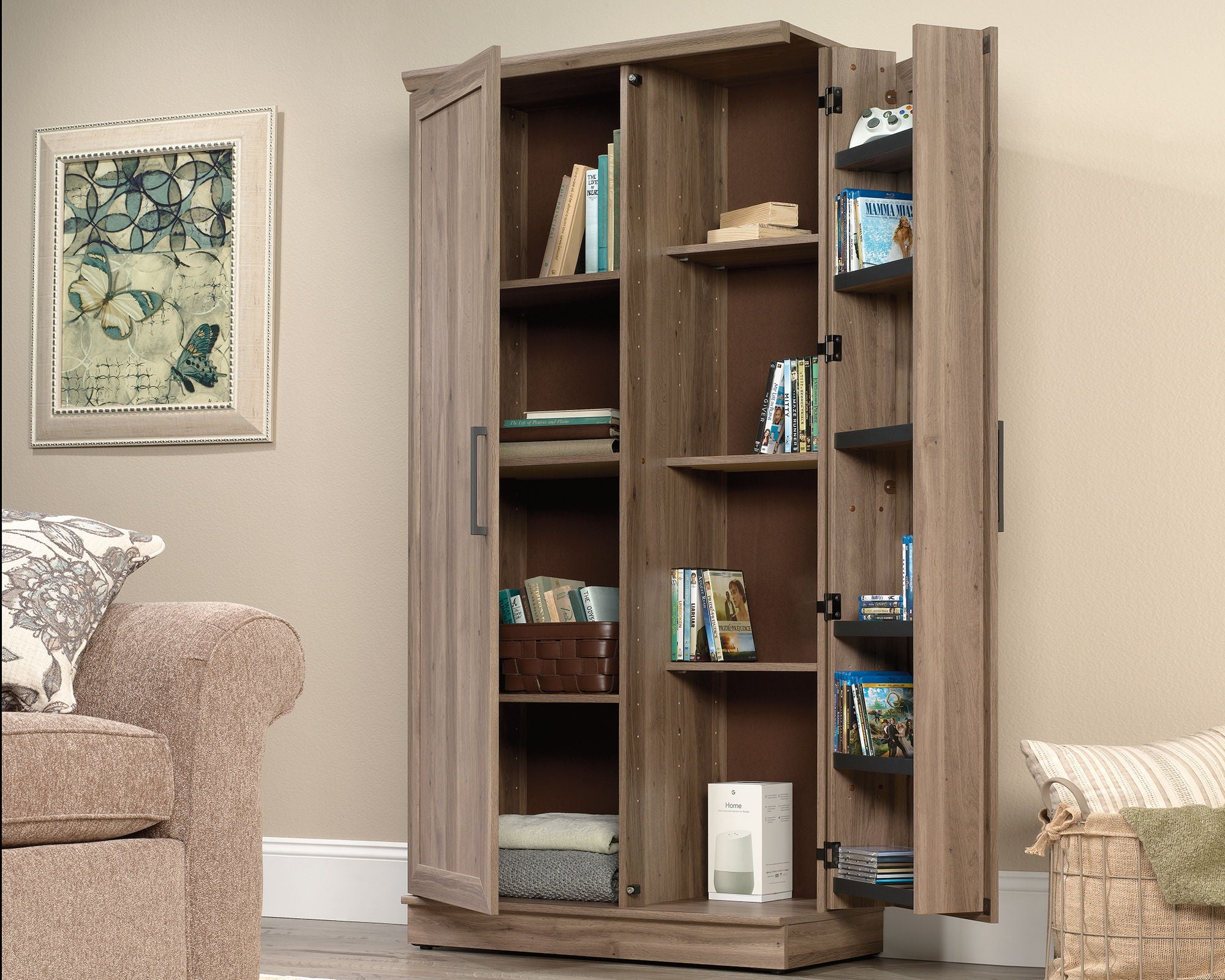 Tall Storage Cabinet in Salt Oak