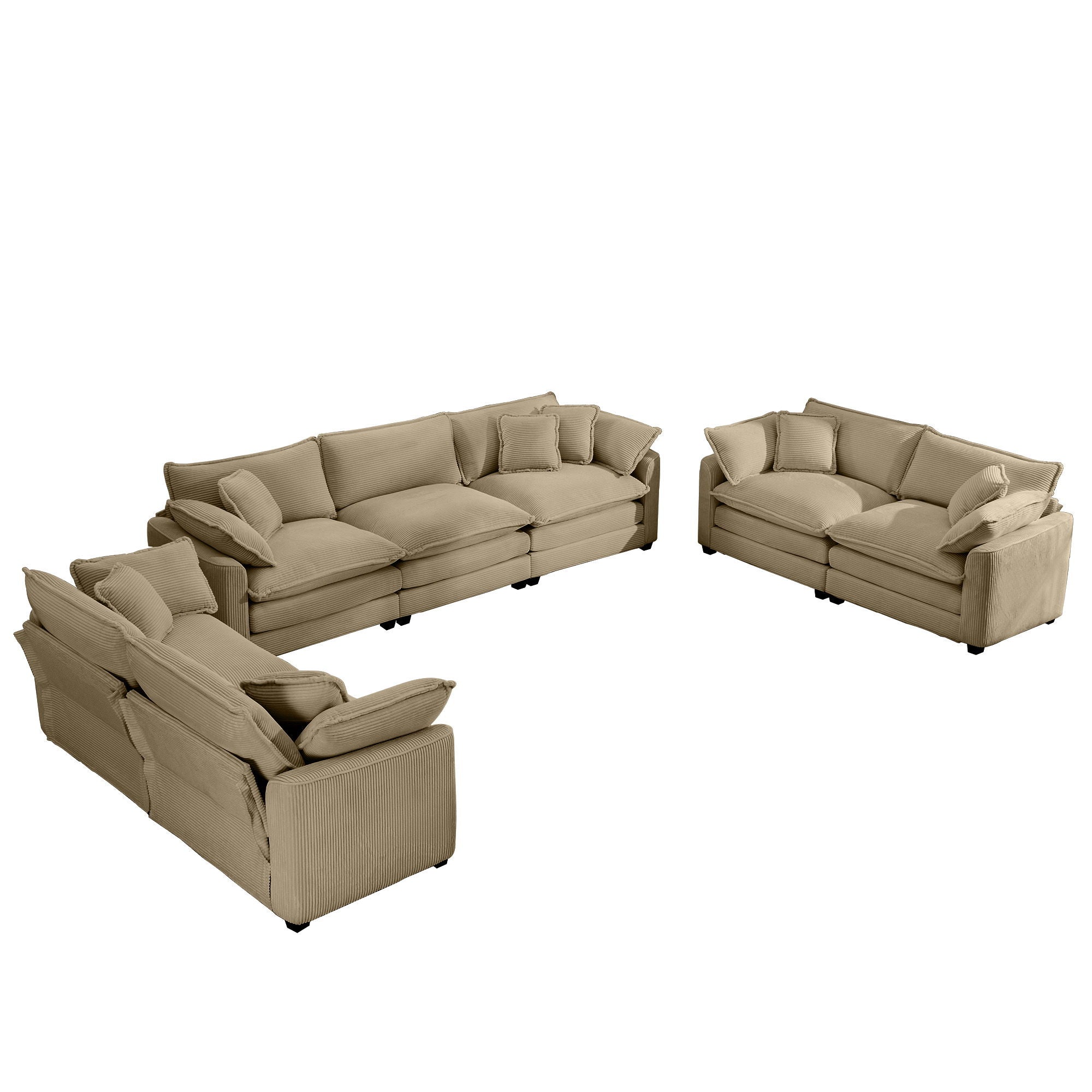 Elegant Corduroy Oversized Sectional Sofa Set With Deep Seats And Flexible Layout