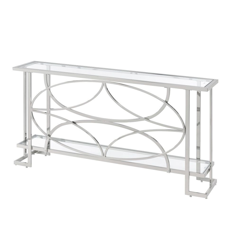 ACME Kalan - Sofa Table - Glass & Silver | Meri Furniture