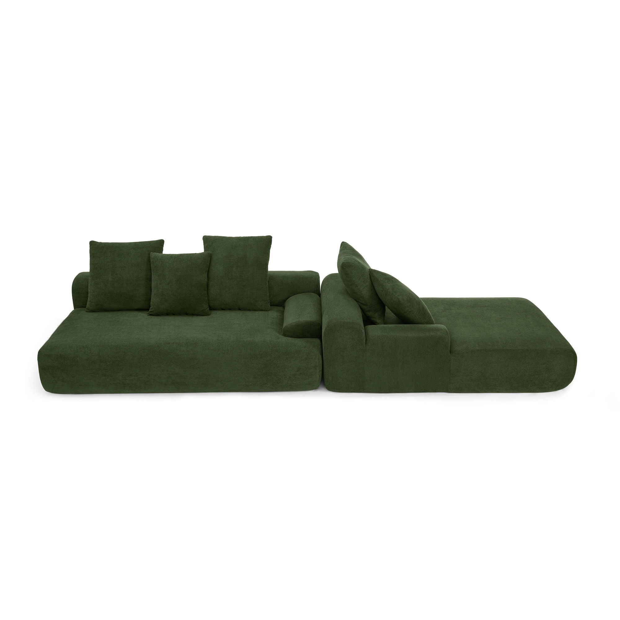 L-Shape Sectional Sofa, Modular Compressed Couch For Living Room Bedroom, 4 Seater - Green