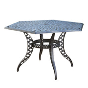 Outdoor Cast Aluminum Dining Table With Lattice Top And Umbrella Hole - Black