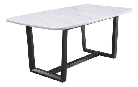ACME Madan - Dining Table - Marble Top & Weathered Gray Finish | Meri Furniture