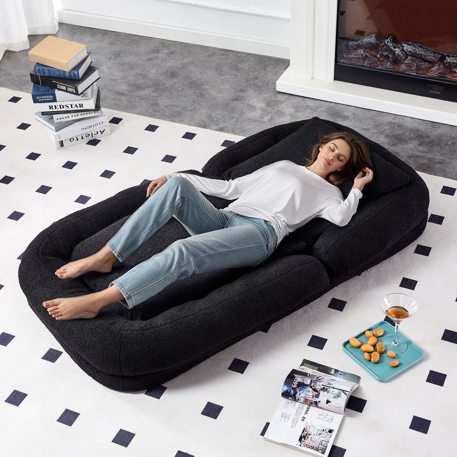 Contemporary Folding Sofa Chair With 5 Adjustable Positions For Gaming, Meditation, And Relaxation