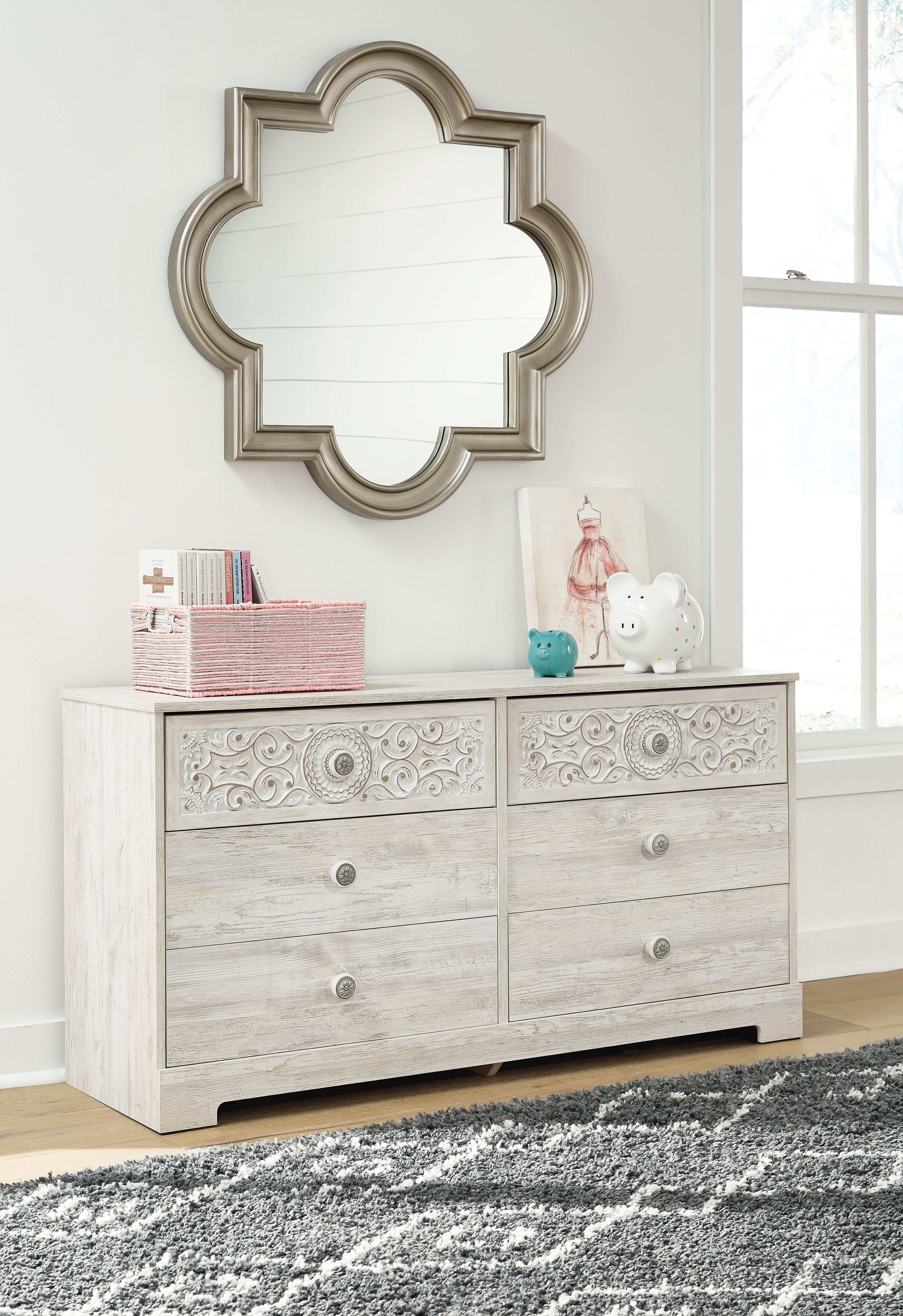 Signature Design by Ashley® Paxberry - Whitewash - Six Drawer Dresser - Weatherworn | Meri Furniture