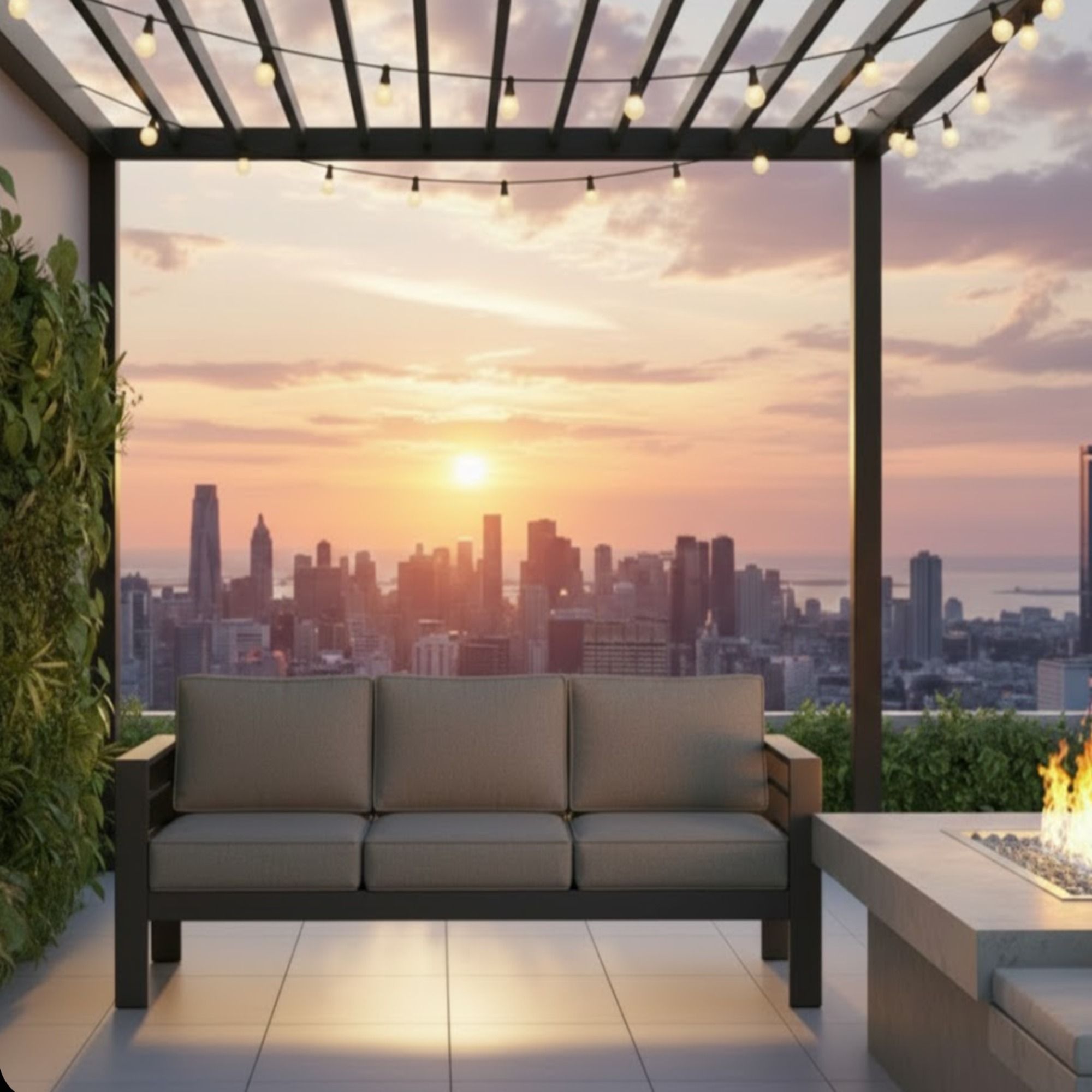 All Weather 3 Seat Patio Sofa With Thick Cushions - Gray / Gray