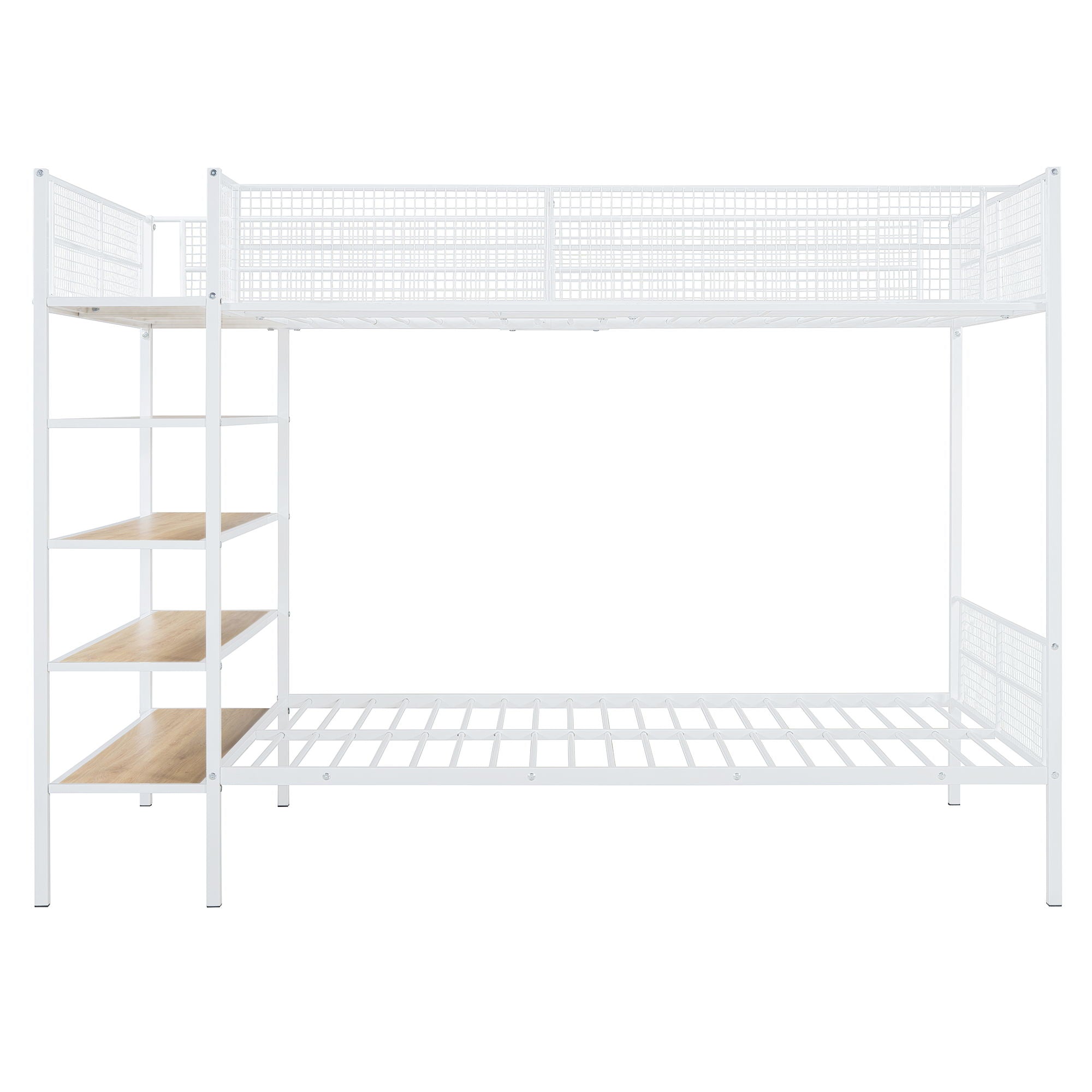 Bunk Bed With 5 Tier Shelves
