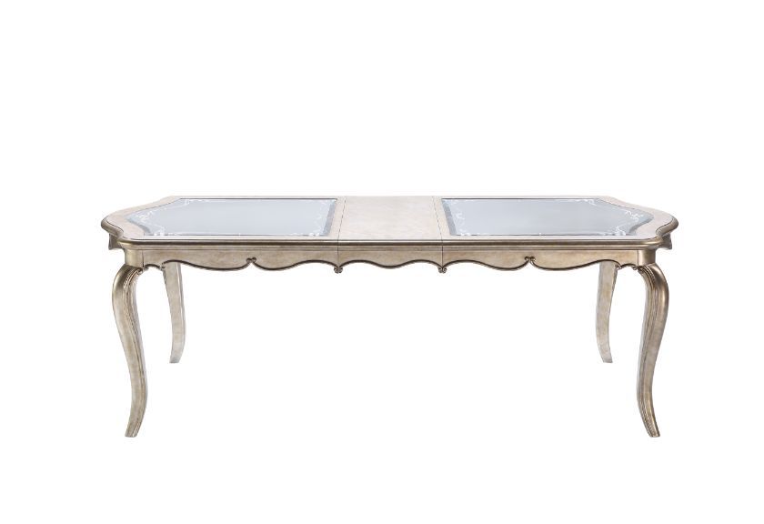 ACME Esteban - Dining Table - Antique Champagne Finish | Meri Furniture