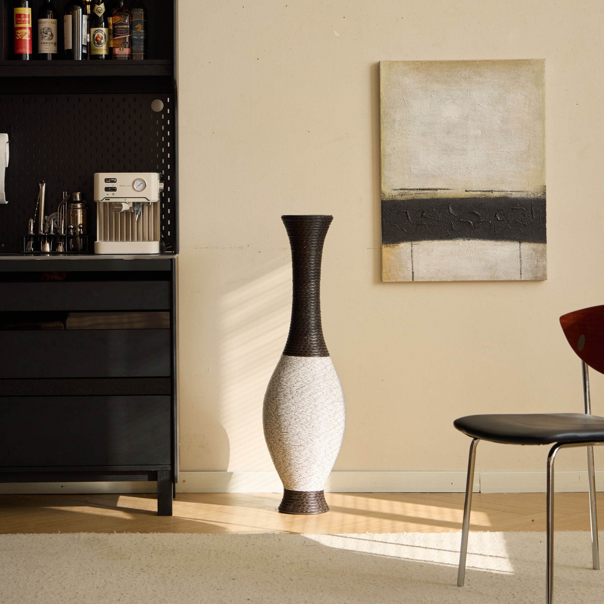 Tall Designer Floor Vase With Elegant 2 Tone