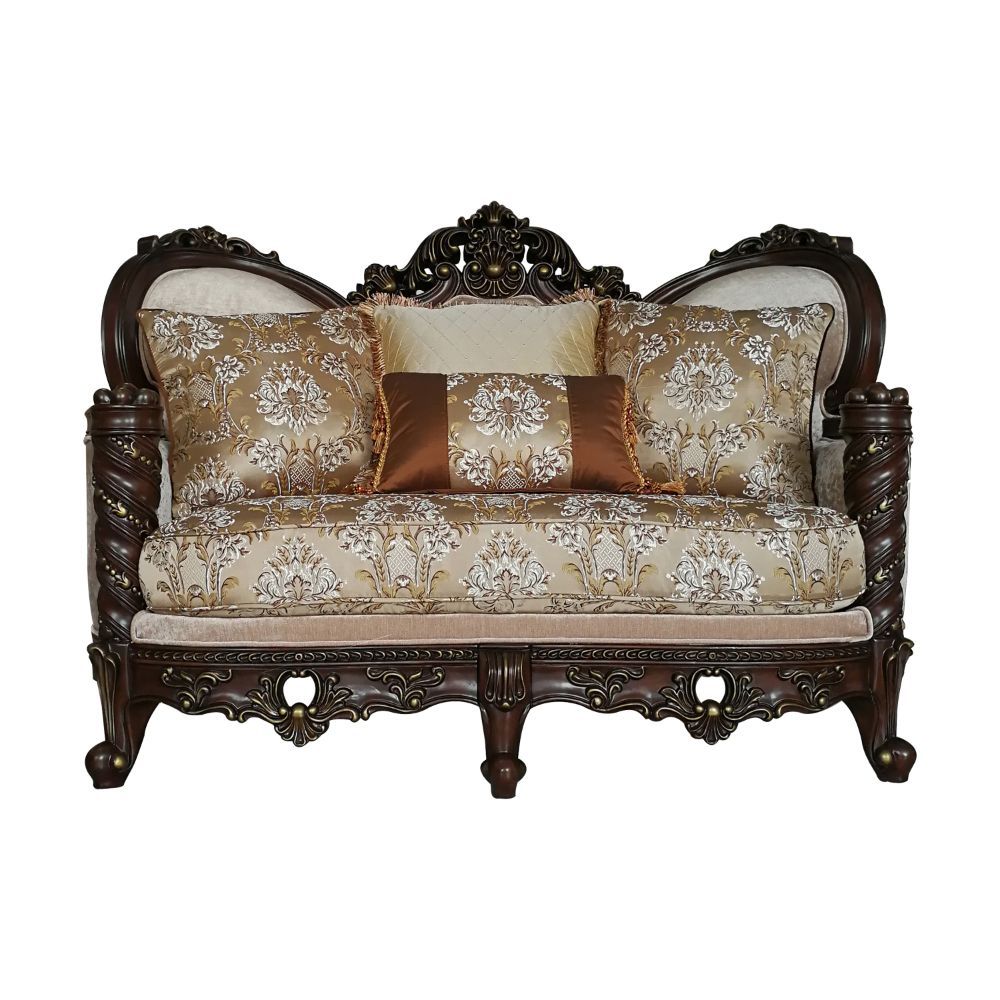 ACME Devayne - Loveseat - Fabric & Dark Walnut | Meri Furniture