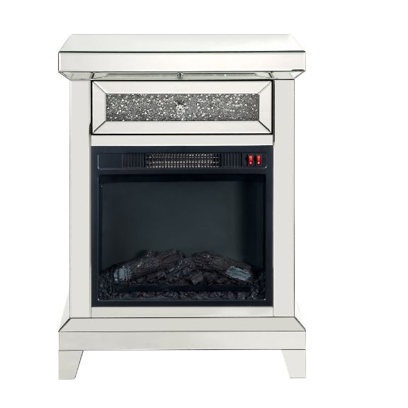 ACME Noralie - Fireplace - Pearl Silver - 35" | Meri Furniture