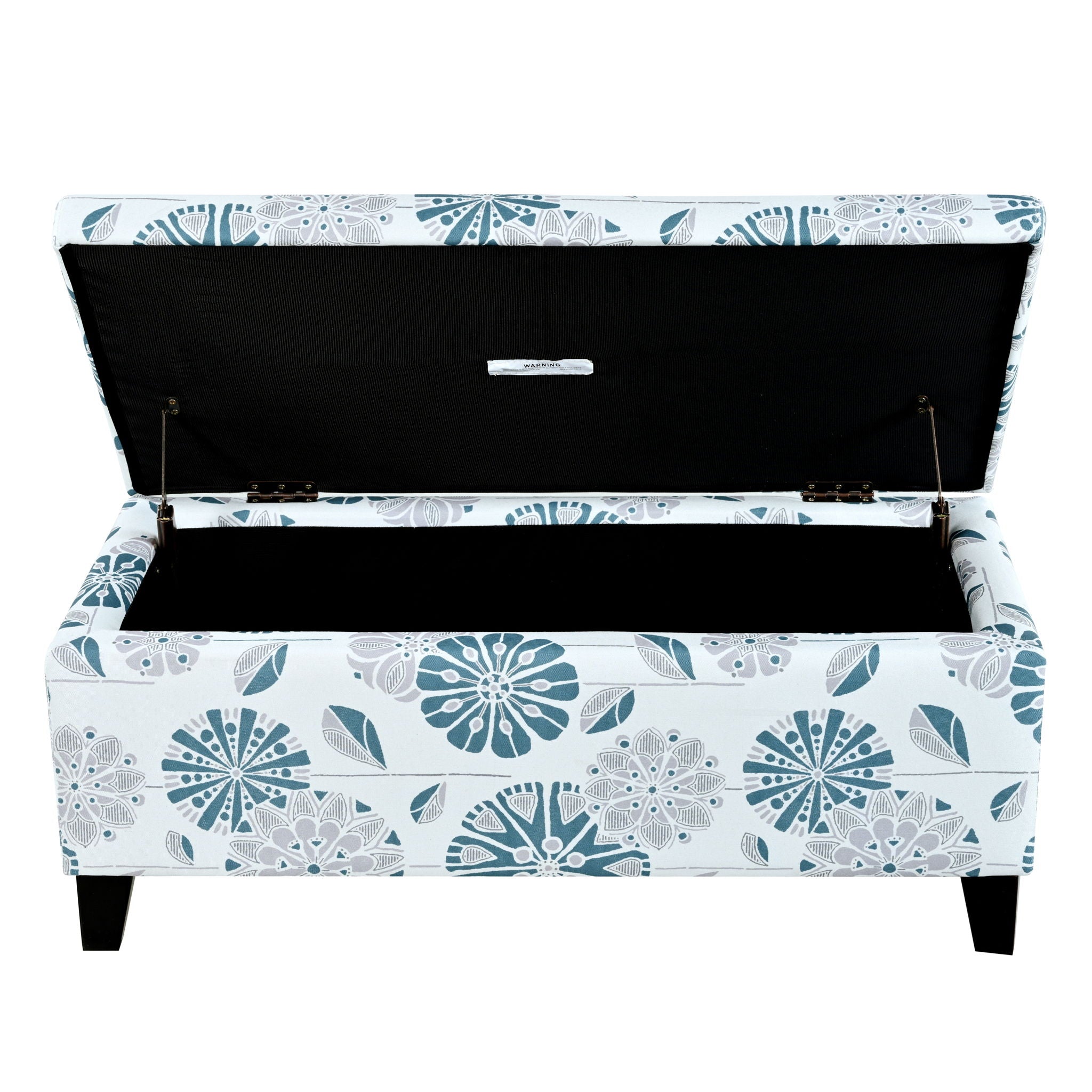 Luxury Storage Ottoman With Floral Patterned Fabric, Soft-Close Hinges, Multi Functional