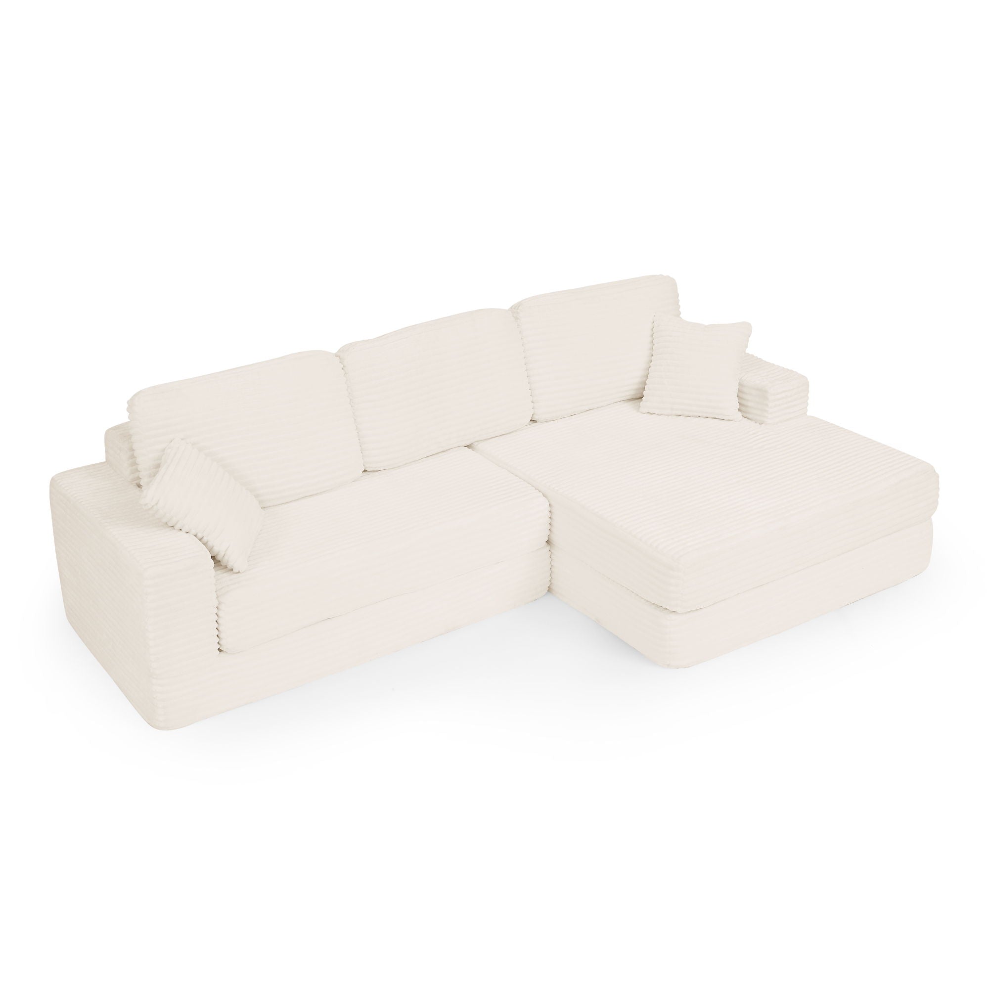 Modern Minimalist L Shape Modular Sectional Sofa, Corduroy Couch