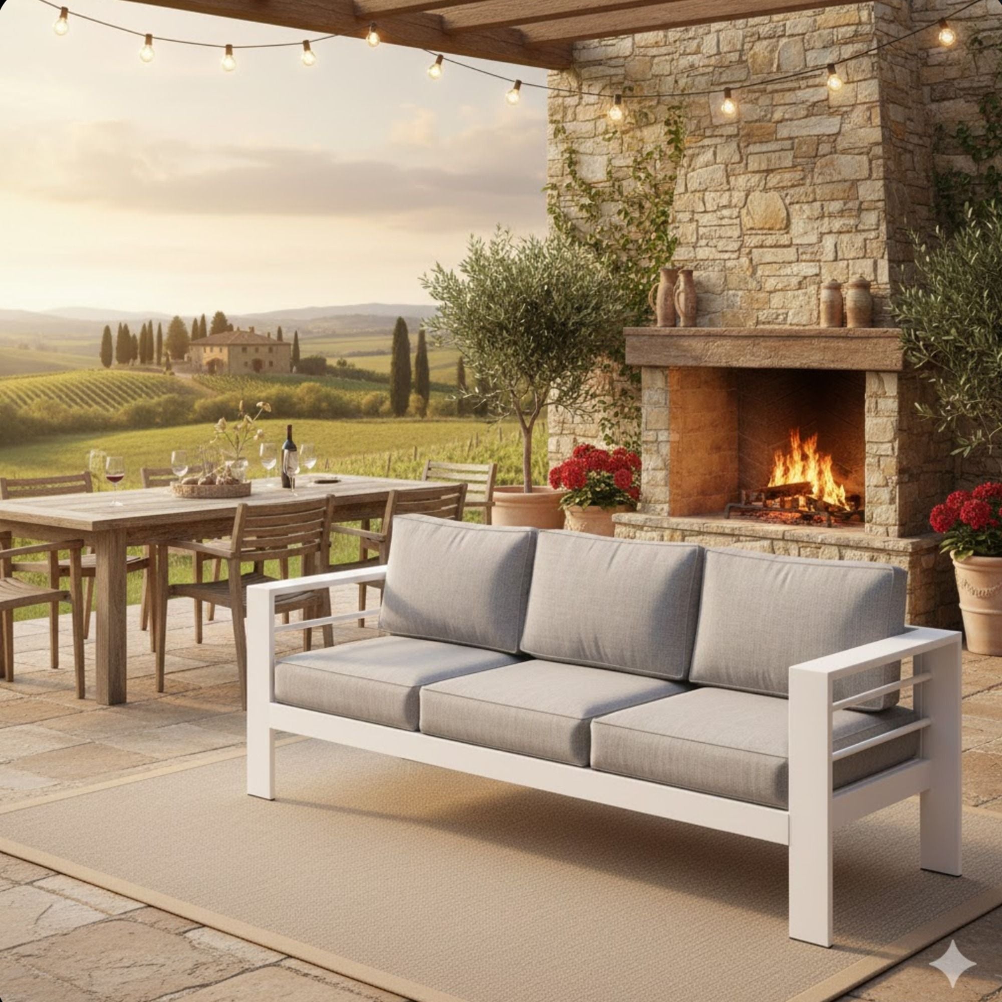 All-Weather Patio Sofa & Cushions, 3 Seat Outdoor Couch