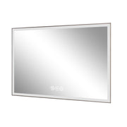 Modern LED Bathroom Vanity Mirror With Aluminum Frame, 45° Beveled Lights, Anti Fog - Silver
