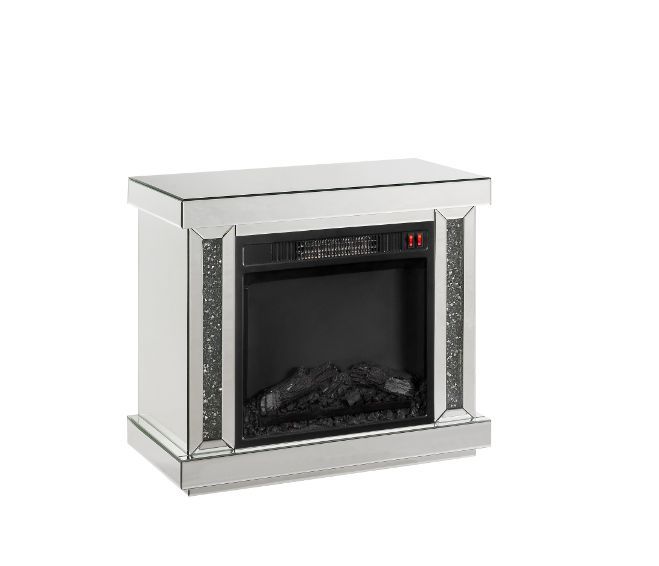 ACME Noralie - Fireplace - Led, Mirrored & Faux Diamonds | Meri Furniture