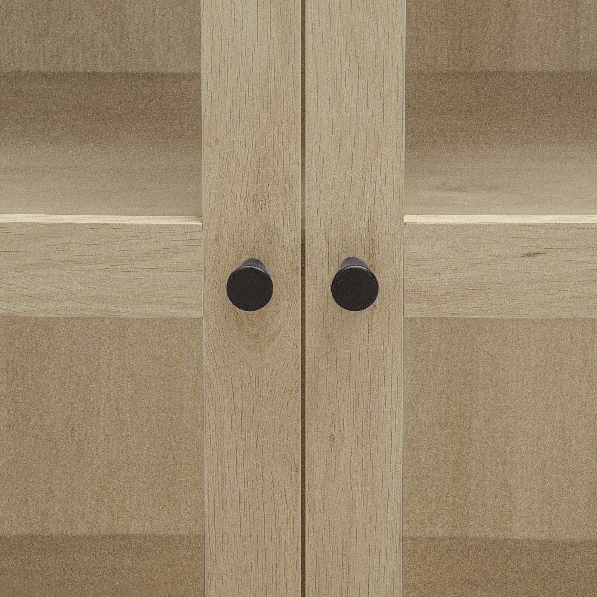 Tall Arched Kitchen Pantry, Modern Farmhouse Wood Kitchen Storage Cabinets, Arched Storage Display Cabinet With Adjustable Shelves, Versatile Cupboard For Kitchen, Dining Room - Natural