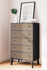 Charlang - Black / Gray - Five Drawer Chest