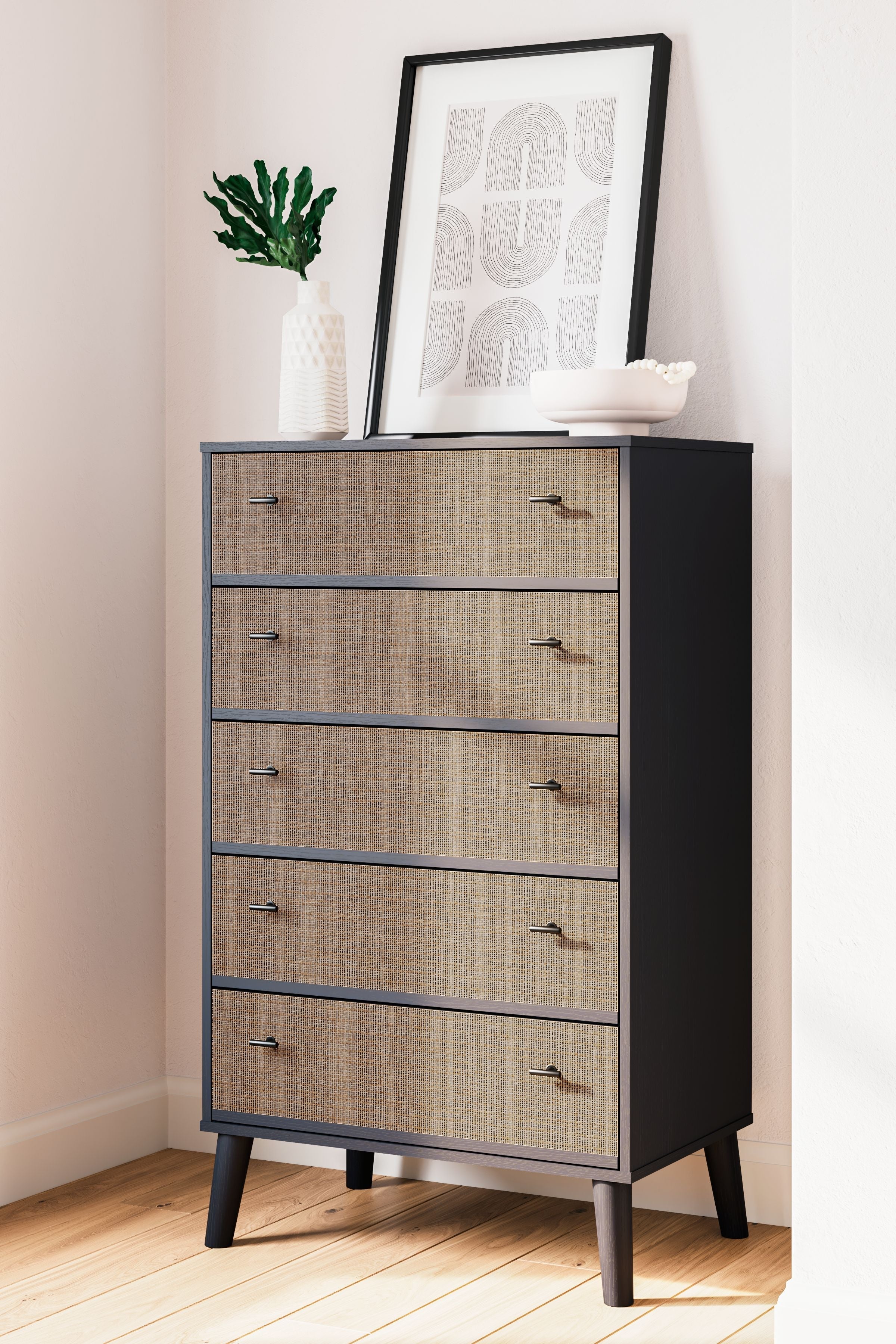 Signature Design by Ashley® Charlang - Black / Gray - Five Drawer Chest | Meri Furniture