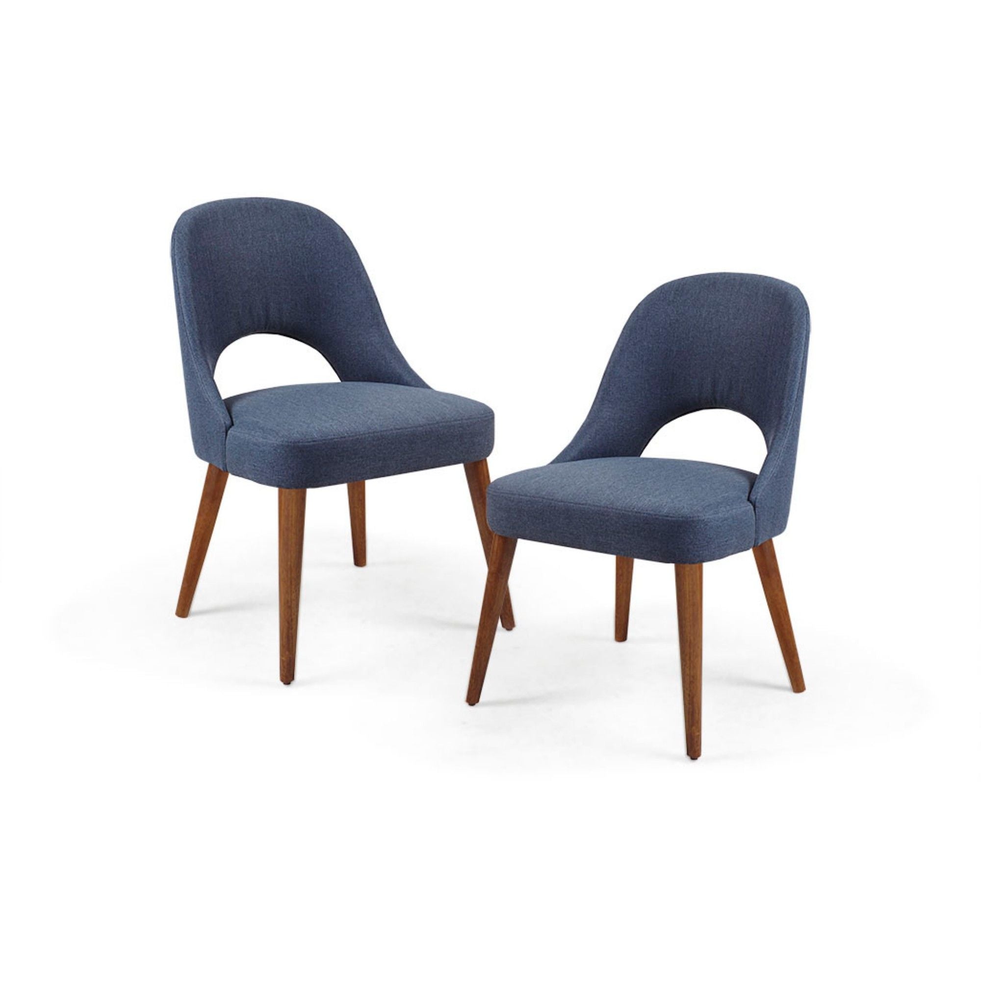 Dining Side Chair Upholstered Textured Fabric (Set of 2) - Navy
