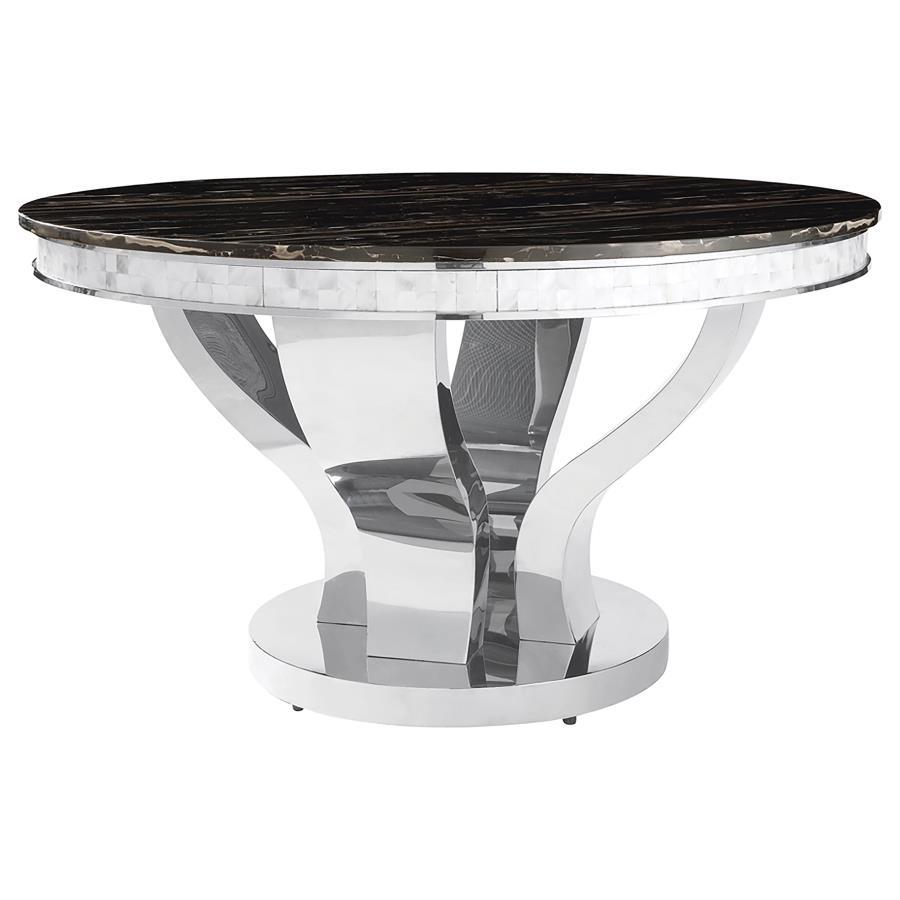 Coaster Fine Furniture Anchorage - Round Glass Top Dining Table - Chrome | Meri Furniture