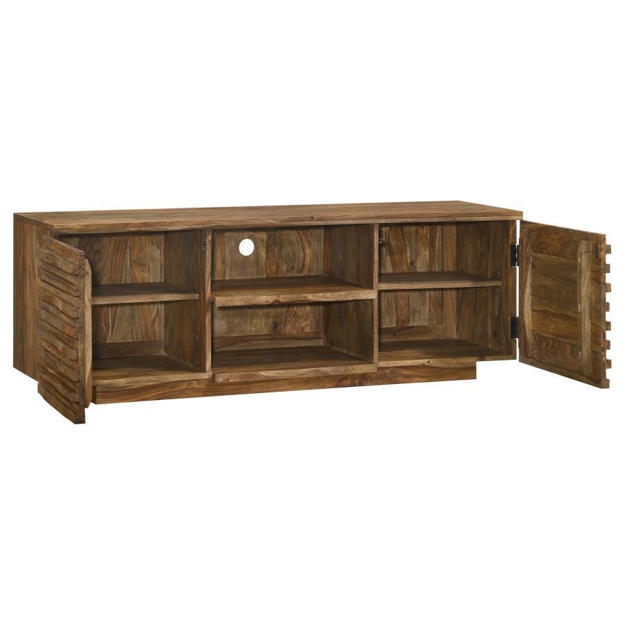 Coaster Fine Furniture Julia - 2 Door Solid Sheesham Wood TV Stand - Natural | Meri Furniture