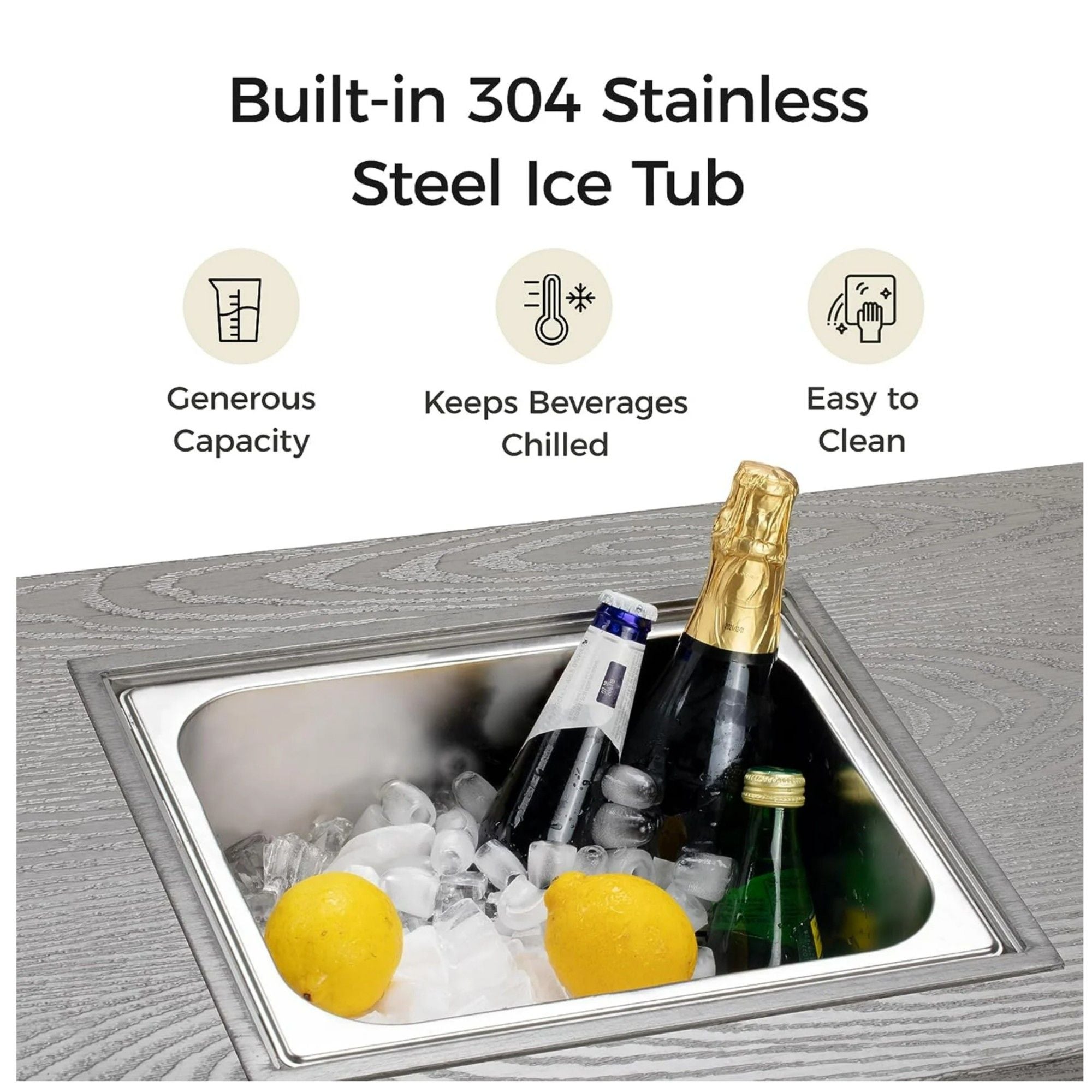 3 In 1 Outdoor Propane Fire Pit Table 50, 000 BTU With Ice Bucket - Gray