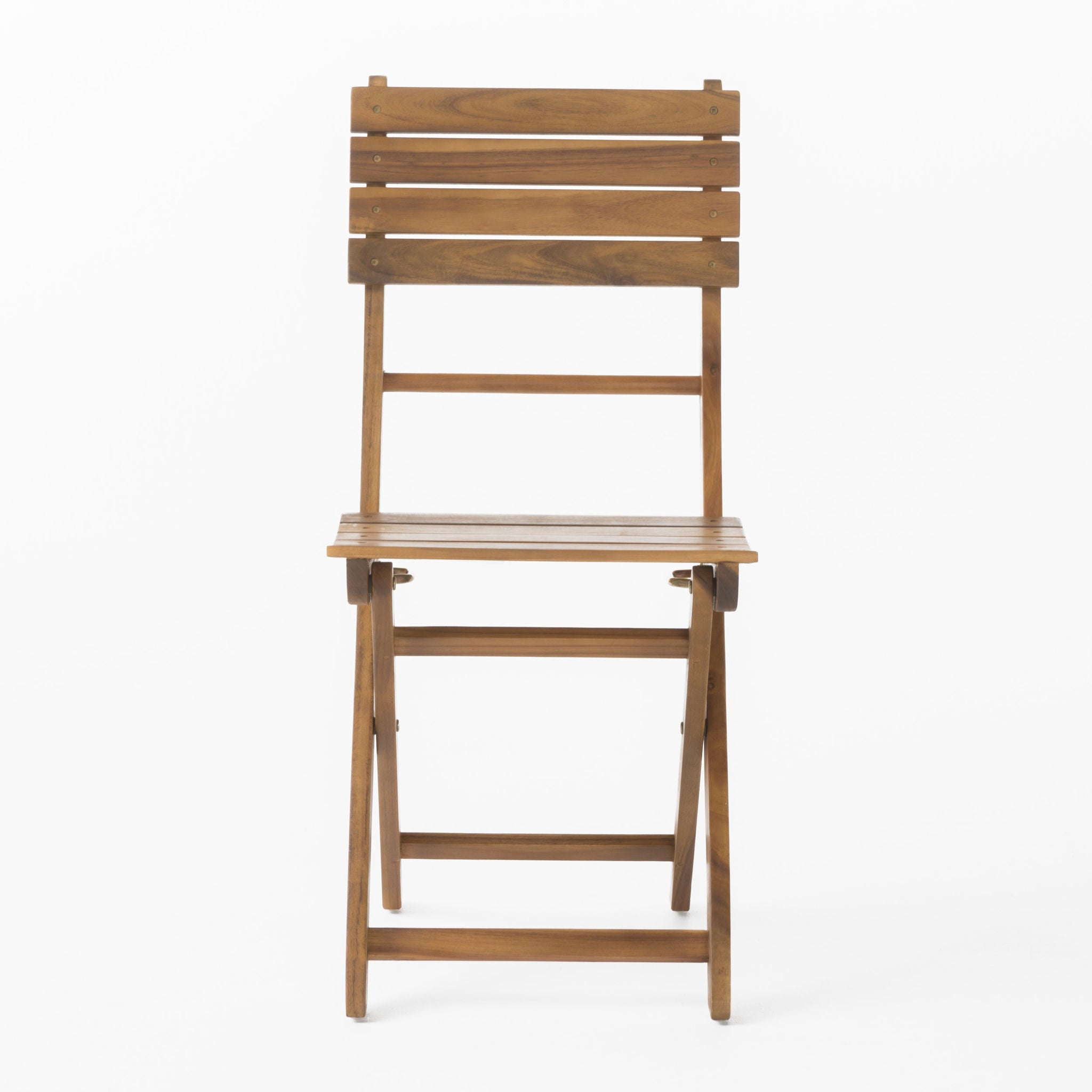 Outdoor Foldable Wood Dining Chair With Slat Design (Set of 2)